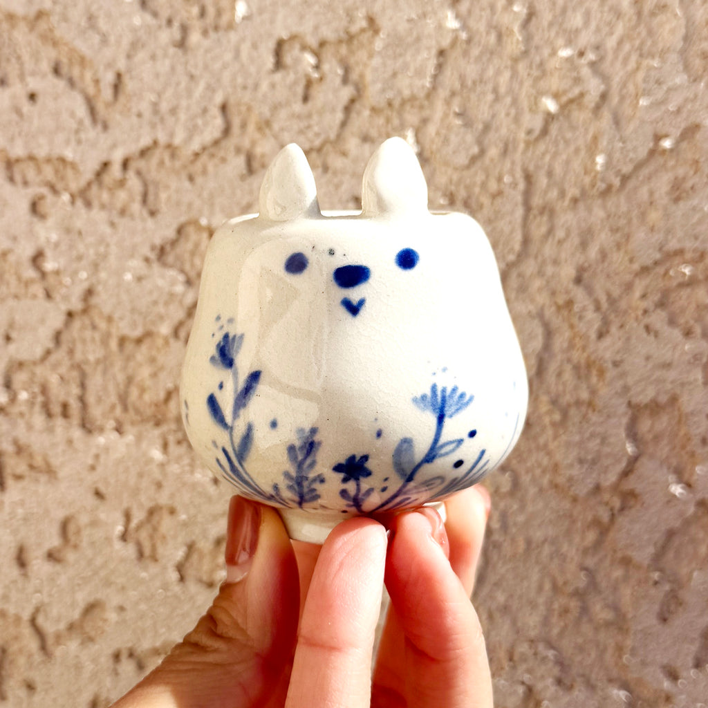 Blue Florals Totoro Ceramic - 13